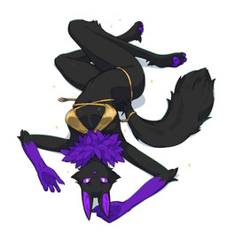 3_toes 4_fingers anthro bikini bikini_bottom bikini_top biped black_body black_fur black_tail breasts butt claws clothed clothed_anthro clothed_female clothing feet female finger_claws fingers fur looking_at_viewer lying on_back pawpads paws purple_sclera simple_background solo swimwear tail toes two-piece_swimsuit white_background white_eyes nulia golden_week fen_(el-k) canid canine canis mammal wolf 2026 digital_drawing_(artwork) digital_media_(artwork) hi_res