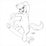 anthro biped female feral jumping one_eye_closed scooter semi-anthro solo young young_feral kevinsano friendship_is_magic hasbro my_little_pony scootaloo_(mlp) equid equine horse mammal pony 1:1 digital_drawing_(artwork) digital_media_(artwork) monochrome