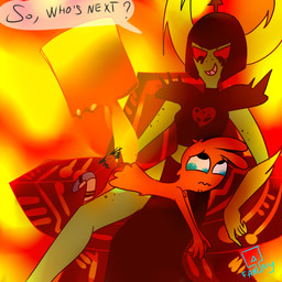 bodily_fluids butt_slap clothing crying dominant dominant_female duo female freckled_arms freckled_face freckled_legs freckled_thighs freckles gloves handwear laying_on_lap otk paddle paddling sadism slap spank_marks spanked_butt spanking spanking_paddle tears fanny_the_paddle disney wander_over_yonder lord_dominator wander alien alien_humanoid humanoid 1:1