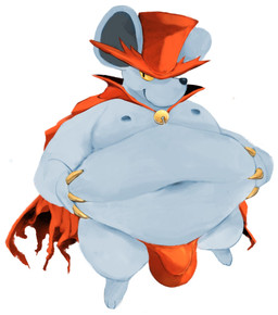 anthro belly big_belly bulge clothing detailed_bulge hat headgear headwear male moobs navel nipples overweight overweight_male simple_background smile solo standing underwear orokamonodebi kirby_(series) kirby_squeak_squad nintendo daroach mammal mouse murid murine rodent 2025 hi_res