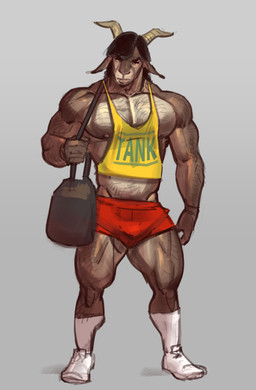 5_fingers abstract_background anthro arm_hair athletic athletic_anthro athletic_male athletic_wear bag belly big_muscles body_hair bottomwear bovid_horn bulge caprine_horn chest_hair clothed clothing fingers footwear goat_horn gym_bottomwear gym_shorts horn hotpants long_socks male muscular muscular_anthro muscular_male muscular_thighs red_bottomwear red_clothing red_shorts revealing_outfit shirt shoes short_male shorts skimpy solo tank_top text tight_bottomwear tight_bulges tight_clothing tight_shorts topwear white_clothing white_footwear white_shoes yellow_clothing yellow_shirt yellow_tank_top yellow_topwear purplebirdman william_(falcon_mccooper) bovid caprine goat mammal 2026 colored colored_sketch compression_artifacts digital_media_(artwork) digital_painting_(artwork) english_text full-length_portrait hi_res painting_(artwork) portrait shaded sketch