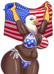 2021 4th_of_july accipitrid accipitriform american_eagle american_flag american_flag_bikini anthro avian bald_eagle beak belly big_breasts bikini biped bird black_claws black_eyebrows blue_eyes bottomwear breasts brown_body brown_feathers claws cleavage clothed clothing colored_edge_bikini curvy_figure digital_media_(artwork) eagle eyebrows eyelashes feathers female finger_claws flag flag_(object) flag_bikini flag_clothing flag_print flag_swimwear front_view fully_clothed hi_res holding_flag holding_object holidays huge_breasts huge_hips huge_thighs looking_at_viewer love_handles midriff multicolored_body multicolored_feathers navel non-mammal_breasts print_bikini print_clothing print_swimwear scuted_arms scutes sea_eagle shaded side-tie_bikini side-tie_clothing side-tie_swimwear simple_background skimpy slightly_chubby solo string_bikini swimwear thick_thighs thugji3 tied_bikini tied_clothing topwear triangle_bikini two_tone_body two_tone_feathers united_states_of_america voluptuous white_background white_body white_feathers wide_hips yellow_beak