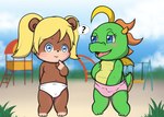 anthro blush clothed clothing diaper duo female loli masturbation nipples outside playground topless young anonymous_artist toruu banjo-kazooie dragon_tales mythology pbs rareware kiki_(dragon_tales) tooty bear dragon mammal mythological_creature mythological_scalie scalie absurd_res hi_res