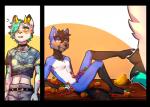 anthro black_body black_fur black_hair black_tail blue_body blue_fur blush duo fur hair male male/male smile tail yellow_eyes mr_kotch vicente_(romeodog) canid canine canis mammal wolf 2019 digital_media_(artwork)