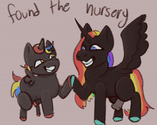 animal_genitalia animal_penis black_body blue_eyes blue_hooves duo equine_genitalia equine_penis erection feral genitals grey_background grey_body grey_penis hair hooves horn male male_feral monotone_body multicolored_hair multicolored_tail open_mouth penis pink_penis rainbow_hair rainbow_tail red_hooves simple_background small_penis spread_wings standing tail teeth text wings yellow_eyes young young_feral young_male julie_(artist) fluffy_pony mythology fenwick_(swiftbitches) equid equine fluffy_pony_(species) mammal mythological_creature mythological_equine winged_unicorn 2026 digital_media_(artwork) english_description english_text