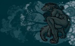 anthro art_nouveau female nude simple_background solo tail pseudo_manitou canid canine canis mammal wolf 16:10 hi_res wallpaper widescreen