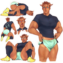 2_horns blood bodily_fluids bottomwear brown_body brown_hair brown_skin bulge clothed clothing fangs fully_clothed hair horn male muscular muscular_male nosebleed not_furry shirt shorts simple_background soccer_uniform solo sportswear suntan sweat t-shirt tan_line tears teeth topwear uniform karina_farek drawfee_(copyright) luce_(karina_farek) demon demon_humanoid horned_humanoid humanoid mammal digital_media_(artwork)