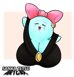 big_breasts breasts cleavage clothed clothing female huge_breasts not_furry simple_background solo white_background sanka-tetsu mario_bros nintendo paper_mario lady_bow boo_(mario) ghost spirit hi_res