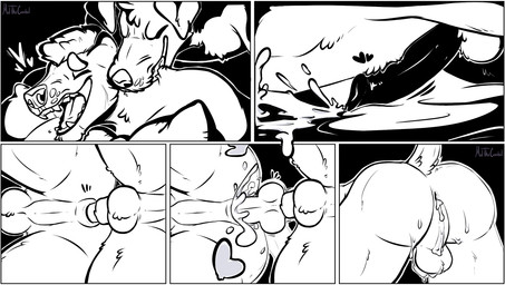 anal anal_penetration animal_genitalia animal_penis anthro anthro_on_anthro anthro_penetrated anthro_penetrating anthro_penetrating_anthro balls bite bodily_fluids border canine_genitalia canine_penis cum cum_from_ass cum_in_ass cum_inside cum_while_penetrated duo ejaculation erection eyes_closed genital_fluids genitals heart_symbol knot knotted_penis knotting leaking_cum male male/male male_anthro male_penetrated male_penetrating male_penetrating_male nude nude_anthro nude_male open_mouth penetration penile penile_penetration penis penis_in_ass sex sheath shoulder_bite tail teeth tongue white_border meldritchhorror nick_(ulfhednar) canid canine canis domestic_dog herpestid mammal mongoose 2018 black_and_white comic hi_res monochrome