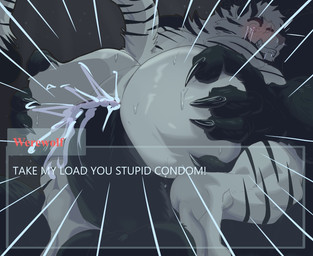 anal anal_penetration anthro anthro_on_anthro anthro_penetrated anthro_penetrating anthro_penetrating_anthro anthro_raping_anthro anus balls big_butt black_body black_fur blush bodily_fluids butt butt_grab claws clenched_teeth crying cum cum_in_ass cum_inside cumshot degradation dialogue dialogue_box drooling duo ejaculation erection faceless_character faceless_male forced fur genital_fluids genitals glowing glowing_eyes grey_background hand_on_butt humanoid_genitalia humanoid_penis male male/male male_penetrated male_penetrating male_penetrating_male male_raping_male motion_lines nude orgasm penetration penile penile_penetration penis raised_tail rape red_eyes saliva sex simple_background striped_body striped_fur stripes sweat tail tears teeth text white_body white_fur pinumontbalou arknights hypergryph mythology studio_montagne mountain_(arknights) canid canine felid feline felis mammal mythological_canine mythological_creature pantherine tiger werecanid werecanine werecreature werewolf 2025 english_text hi_res