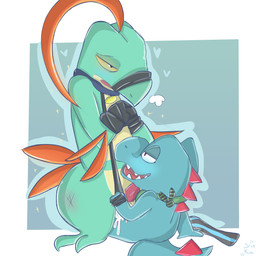 arms_tied bdsm blue_body blue_skin blush bodily_fluids bondage bound collar cum cum_inside duo feral genital_fluids genitals kerchief leaf leash leash_pull looking_pleasured male male/male penis scarf spicykiwi nintendo pokemon reven_(revrevvin) twitch_(revrevvin) generation_2_pokemon generation_3_pokemon grovyle pokemon_(species) shiny_pokemon totodile 1:1 absurd_res hi_res
