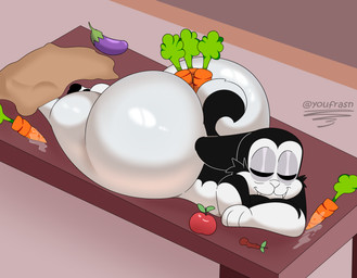 anal anal_penetration anthro anus big_butt butt feral food food_fetish food_insertion food_play improvised_sex_toy male penetration solo youfrasn bunnicula_(series) bunnicula lagomorph leporid mammal rabbit absurd_res hi_res