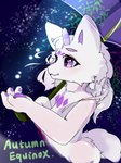 ambiguous_gender eyebrows fingers fur holding_object holding_umbrella moon pawpads purple_eyebrows purple_eyes purple_pawpads smile umbrella white_body white_fur autumn_equinox felid feline humanoid mammal 2025 absurd_res digital_media_(artwork) hi_res huge_filesize superabsurd_res