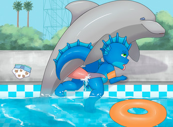 age_difference anthro bestiality bodily_fluids cum cum_inflation cum_inside diaper duo feral genital_fluids inflation male male/male sea sea_world swimming_pool water young atwolfx67 mythology volti_(character) aquatic cetacean dolphin dragon mammal mythological_creature mythological_scalie reptile scalie toothed_whale absurd_res hi_res