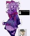 anthro clothed clothing eyewear fur glasses horn male scarf solo text thick_thighs white_body white_fur xexeezy bored_ape_yacht_club deltarune undertale_(series) ralsei bovid caprine goat mammal primate portrait three-quarter_portrait male_(lore)