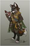 anthro belt biped black_body black_fur book border cape cloak clothing cutlass digitigrade fantasy feet fluffy fluffy_tail fur green_cape green_clothing grey_scabbard hindpaw jewelry lamp lantern looking_at_viewer magic_user male medieval melee_weapon metal_scabbard multicolored_body multicolored_fur necklace orange_body orange_eyes orange_fur paws potion saber scabbard scroll sheathed_sword sheathed_weapon silver_scabbard solo sword tail weapon white_body white_border white_fur fortunatafox canid canine cross_fox fox mammal red_fox true_fox 2019 absurd_res hi_res