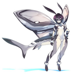 anthro breasts brown_hair countershading female fin genitals hair humanoid_genitalia humanoid_vulva innie_vulva non-mammal_breasts simple_background solo vulva white_background wings tsampikos aquatic arthropod fish hybrid insect lepidopteran moth shark 2019 digital_media_(artwork) hi_res