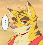 anthro clothed clothing eyebrows fur male solo thick_eyebrows topwear shimomaro morenatsu torahiko_(morenatsu) felid mammal pantherine tiger 2021