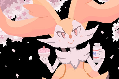 ambiguous_anthro ambiguous_gender anthro biped black_background cherry_blossom closed_smile dairy_products eyelashes flower food front_view holding_food holding_object looking_at_viewer moomoo_milk mouth_closed object_in_tail plant prunus_(flower) simple_background smile solo standing stick stick_in_tail tail gd-058 nintendo pokemon braixen canid generation_6_pokemon mammal pokemon_(species) 2024 3:2 aliasing binary_drawing colored digital_drawing_(artwork) digital_media_(artwork) half-length_portrait japanese_description portrait translated_description female_(lore)