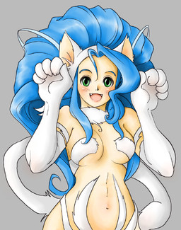 5_fingers animal_arms animal_ears animal_tail bare_shoulders big_breasts big_hair biped blue_eyebrows blue_hair breasts dark_pupils eyebrows fangs female fingers fur green_eyes grey_background hair happy iris light_body light_breasts light_ears light_face light_skin light_tail long_hair looking_at_viewer monotone_face monotone_hair multicolored_breasts naturally_censored navel nude open_mouth pink_tongue pupils simple_background solo tail tan_body tan_breasts tan_face tan_skin teeth tongue two_tone_breasts white_body white_breasts white_ears white_fur white_tail unknown_artist capcom darkstalkers felicia_(darkstalkers) animal_humanoid cat_humanoid domestic_cat felid felid_humanoid feline feline_humanoid felis humanoid mammal mammal_humanoid source_request