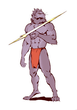 4_toes abs anthro biped bottomwear claws clothed clothed_anthro clothed_male clothing digitigrade feet finger_claws front_view fur loincloth loincloth_only looking_aside male mouth_closed muscular muscular_anthro muscular_male neck_tuft nipples orange_bottomwear orange_clothing orange_loincloth pecs pose simple_background snout solo toe_claws toes topless topless_anthro topless_male tuft whiskers white_background kingarthur_i canid mammal 2023 digital_drawing_(artwork) digital_media_(artwork) full-length_portrait hi_res portrait