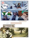 3:4 animal_crossing anthro black_nose blue_clothing blue_coat blue_topwear bodi_(rock_dog) bottomwear brown_body brown_fur brown_hair canid canine canis clothing clothing_pull coat comic dialogue domestic_dog eclipticafusion embrace eyes_closed fur grey_body grey_fur hair head_pat hi_res k.k._slider male male/male mammal mastiff molosser nintendo pants pictographics plant red_bottomwear red_clothing red_pants riff_(rock_dog) rock_dog sherpa_hat skozz_(rock_dog) snow snowy_(disambiguation) topwear track_pants tracksuit tree watermark wind wolf worried