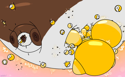 air_inflation belly belly_expansion body_expansion brown_body brown_fur creaking expansion fur glistening glistening_body hissing hyper hyper_inflation inflatable inflation neck_rolls onomatopoeia power_balloon sound_effects text white_body white_fur vorchitect mario_bros nintendo p_(vorchitect) animate_inanimate canid canine canis domestic_dog fox hybrid lagomorph leporid living_inflatable mammal rabbit raccoon_dog tanuki 2025 artist_name hi_res