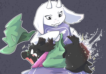 anthro black_body black_fur blush bodily_fluids butt butt_slap clothing crying duo eyewear female fur glasses grey_background hat headgear headwear horn male male/female mature_anthro mature_female motion_lines on_lap open_mouth over_knee robe_lift scarf scut_tail short_tail simple_background slap spanking tail tears white_body white_fur wizard_hat mizu_(pixiv) deltarune undertale undertale_(series) ralsei toriel boss_monster_(undertale) bovid caprine darkner goat mammal 2021 absurd_res hi_res