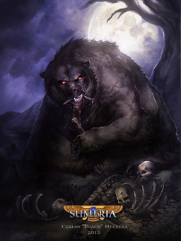 ambiguous_gender black_body black_fur black_nose bone feral fur moon night outside skull sky solo chaos-draco bear mammal 2015 digital_media_(artwork) hi_res