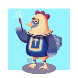 anthro armor beak black_eyes blue_background bottomwear clothed clothing feathers grey_body grey_feathers grumpy headgear helmet knight male pants shirt simple_background solo sparkler standing topwear warrior wings yellow_beak kocha_jikan animal_crossing nintendo knox_(animal_crossing) avian bird chicken galliform phasianid 1:1 2018 hi_res