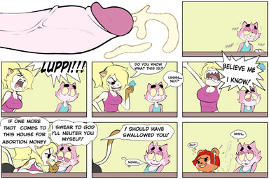 anthro blonde_hair bodily_fluids brown_body brown_fur buckteeth clothed clothing condom cum dialogue dipstick_tail earbuds electronics erection eyelashes female fur genital_fluids genitals hair headphones humanoid_genitalia humanoid_penis male male/female markings multicolored_tail penis pink_body pink_fur sex sexual_barrier_device speech_bubble stealth_sex sweat sweatdrop tail tail_markings teeth text under_table white_body white_fur conditional_dnp erobos animal_crossing nintendo hazel_(animal_crossing) nikki_(eroborus) roz_(erobos) domestic_cat felid feline felis mammal rodent sciurid tree_squirrel absurd_res comic english_text hi_res mother_(lore) mother_and_child_(lore) mother_and_son_(lore) parent_(lore) parent_and_child_(lore) parent_and_son_(lore) son_(lore)