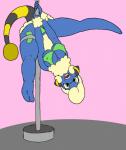 2_toes anthro anthrofied bra breasts butt clothed clothing dancing feet female green_eyes hair nipple_outline open_mouth panties pokemorph pole pole_dancing simple_background smile solo stripper stripper_pole toes underwear upside_down tryfag nintendo pokemon fan_character lana_(characters) lana_gale_(farflord) generation_2_pokemon mammal mareep pokemon_(species) 2019 digital_media_(artwork)