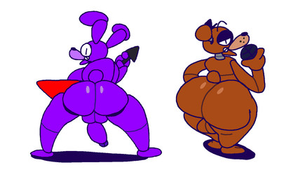 anthro balls big_butt brown_body butt duo electric_guitar electronics eyebrows genitals glistening glistening_butt guitar looking_at_viewer looking_back machine male male/male microphone musical_instrument penis plucked_string_instrument presenting presenting_hindquarters purple_body rear_view simple_background string_instrument tail white_background superiorfox five_nights_at_freddy's scottgames bonnie_(fnaf) freddy_(fnaf) animatronic bear lagomorph leporid mammal rabbit robot 2022 hi_res