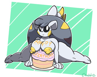 anthro anthrofied big_breasts black_sclera breasts cake dessert eyelashes female food grey_hair hair huge_hips huge_thighs looking_at_viewer nipples nude nude_anthro nude_female pokemorph simple_background smile solo tail thick_thighs white_body white_eyes wide_hips yellow_nipples chabble game_freak nintendo pokemon mindy_(unfortu-nate) generation_7_pokemon pokemon_(species) togedemaru 2026 digital_drawing_(artwork) digital_media_(artwork) hi_res
