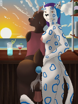alcohol anal anal_penetration animal_genitalia animal_penis anthro anus balls bar beach beverage big_butt blue_body blue_eyes blue_fur blue_hair blue_penis bodily_fluids breasts butt canine_genitalia canine_penis chin_piercing clothed clothing cloud cocktail cocktail_glass container cum cum_from_ass cum_in_ass cum_inside cum_on_balls cup doggystyle drinking_glass duo ear_piercing ejaculation equine_genitalia equine_penis erection eyebrow_piercing eyewear facial_piercing from_behind_position fur genital_fluids genitals glass glass_container glass_cup glasses gynomorph hair hands-free intersex intersex/intersex intersex_penetrated intersex_penetrating knot knotting looking_at_viewer markings mismatched_animal_genitalia mismatched_animal_penis mismatched_genitalia mismatched_penis nipples nude nude_anthro open_mouth orange_eyes penetration penis piercing puffy_anus purple_hair sea sex sky smile spots spotted_markings sunset tail teeth thick_thighs topwear water white_body white_fur wide_hips nibisu gerta_(nibisu) isabelle_(nibisu) deer felid mammal pantherine snow_leopard 3:4 absurd_res hi_res