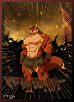 5_fingers anthro areola beard big_muscles biped black_hair blood bodily_fluids bottomwear clothed clothed_anthro clothed_male clothing facial_hair fingers fur group hair hell humanoid_hands loincloth male multicolored_body multicolored_fur muscular muscular_anthro muscular_male nipples pecs red_body red_fur solo_focus standing tail text topless topless_anthro topless_male two_tone_body two_tone_fur white_body white_fur xxsparcoxx teofacio_larna canid canine demon fox mammal red_fox true_fox 2021 comic digital_media_(artwork) hi_res