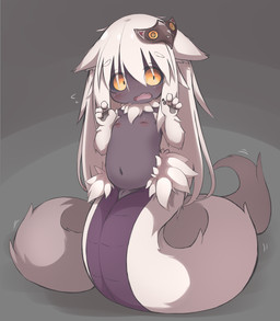 4_fingers apode black_body black_pawpads black_skin blush dark_body dark_skin ears_down female fingers flat_chested fluffy fur genitals grey_background hair hip_tuft inverted_nipples legless loli long_hair looking_at_viewer mask monotone_hair monster_girl_(genre) navel neck_tuft nipples nude open_mouth pawpads paws pink_nipples pivoted_ears purple_body purple_scales scales serpentine shy simple_background slightly_chubby slightly_chubby_female solo split_form standing tuft vulva white_body white_fur white_hair yellow_eyes young n-jiu monster_girl_encyclopedia bunyip_(mge) animal_humanoid draconcopode humanoid lamia reptile reptile_humanoid scalie scalie_humanoid snake snake_humanoid hi_res