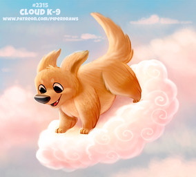 ambiguous_gender black_eyes cloud fur humor open_mouth outside pun sky solo tan_body tan_fur visual_pun piper_thibodeau canid canine canis domestic_dog mammal digital_media_(artwork) digital_painting_(artwork) painting_(artwork)
