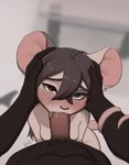 anthro blowjob_face blue_eyes bodily_fluids duo erection fellatio female first_person_view fur genitals hair hand_on_head heterochromia looking_at_viewer male male/female male_penetrating male_pov nude open_mouth oral oral_penetration penetration penile penis red_eyes saliva saliva_on_penis sex tongue tongue_out giesenn mouse_meish_(giesenn) mammal mouse murid murine rodent 2025 detailed digital_drawing_(artwork) digital_media_(artwork) hi_res