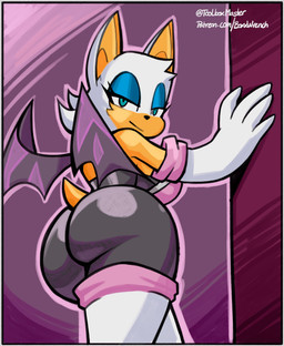 anthro armwear bat_wings big_breasts big_butt black_bodysuit black_clothing black_nose black_skinsuit blue_eyeshadow bodysuit boots breasts butt clothing elbow_gloves eyelashes eyeshadow female footwear fur gloves green_eyes handwear knee_boots knee_highs legwear looking_at_viewer looking_back looking_back_at_viewer low-angle_view makeup membrane_(anatomy) membranous_wings purple_wings rear_view shoes skinsuit solo thick_thighs tight_clothing white_body white_boots white_clothing white_footwear white_fur white_gloves white_handwear wide_hips wings yellow_body yellow_fur boxx_wrench sega sonic_the_hedgehog_(series) rouge_the_bat bat mammal absurd_res hi_res