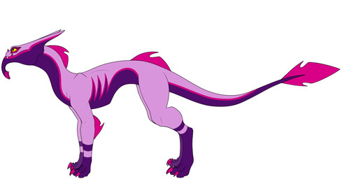 anthro belly claws fangs female fin horn paws pink_body purple_belly slim small_waist solo spade_tail tail teeth feralcatalyst mythology dragon mythological_creature mythological_scalie scalie hi_res