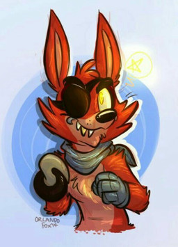 4_fingers anthro arm_tuft black_nose blue_clothing blue_gloves blue_handwear blue_kerchief blue_neckerchief chest_tuft clothed clothing countershading elbow_tuft eye_patch eyebrows eyewear fingers fur glistening glistening_nose gloves gold_(metal) gold_tooth handwear hook hook_hand kerchief looking_at_viewer machine male metal neckerchief neckwear pirate red_body red_ears red_fur shoulder_tuft simple_background solo teeth tuft year yellow_eyes orlandofox cc-by-nc-nd creative_commons five_nights_at_freddy's scottgames foxy_(fnaf) animatronic canid canine fox mammal robot 2014 signature smaller_version_at_source