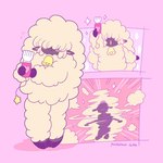 :3 :< anthro bell bell_collar blush blush_lines bow_ribbon collar electric_razor female fur hair hair_over_eyes pose profanity razor shearing solo text tools wool_(fur) hecktop poodle_sheep bovid caprine mammal sheep 1:1 digital_drawing_(artwork) digital_media_(artwork) english_text hi_res