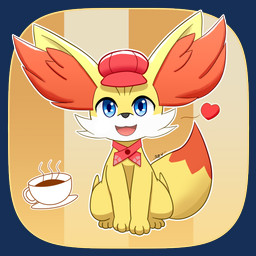 accessory ambiguous_gender beverage black_nose blue_eyes clothing coffee feral fur fur_markings hat head_markings headgear headwear heart_symbol looking_at_viewer markings multicolored_body multicolored_fur open_mouth open_smile paws pokeball pokeball_accessory pokeball_symbol quadruped red_body red_clothing red_ears red_fur red_hat red_headwear red_tail smile solo tail tail_markings two_tone_body two_tone_fur two_tone_tail white_body white_fur yellow_body yellow_ears yellow_fur fokkorev nintendo pokemon pokemon_cafe_remix fennekin generation_6_pokemon pokemon_(species) 1:1 2020 alpha_channel digital_media_(artwork) hi_res signature watermark