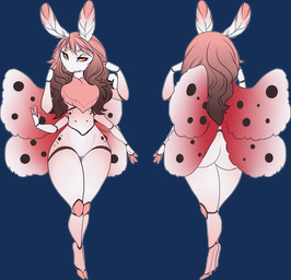 5_fingers amber_eyes antennae_(anatomy) anthro brown_hair butt female fingers hair looking_at_viewer multi_arm multi_limb nude simple_background solo transparent_background vashaa nora_ward arthropod insect lepidopteran moth alpha_channel digital_media_(artwork) hi_res