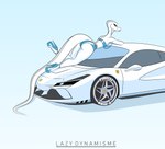 anthro automotive breasts car clothing female footwear high_heels male non-mammal_breasts pose poster racing shoes solo supercar vehicle lazydynamisme ferrari cobra reptile scalie snake viper absurd_res hi_res pinup