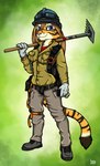 anthro armor black_body black_fur blue_eyes clothing female firefighter fur headgear helmet solo stripes uniform white_body white_fur yellow_body yellow_fur ziegelzeig jessica_(thearffkitty) felid mammal pantherine tiger 2022 hi_res