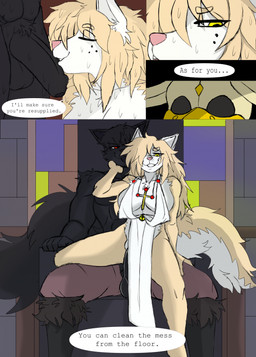 anthro balls big_breasts big_penis black_body black_fur black_hair black_penis bottomwear breasts chair clothed clothed_anthro clothed_female clothing cross cross_necklace crotch_tuft detailed_background dialogue duo erection eye_through_hair eyebrow_through_hair eyebrows eyes_closed female female_anthro foreskin freckled_face freckles fur furniture genitals hair hair_over_eye humanoid_genitalia humanoid_penis jewelry male male/female male_anthro mask muscular muscular_anthro muscular_male necklace penis penis_poking_out penis_through_fly red_eyes robe robe_only sex shorts shorts_only sitting speech_bubble tail tan_body tan_fur tan_hair text throne tongue tongue_out topless topless_anthro topless_male translucent translucent_hair tuft wet wet_body wet_fur wet_hair white_body white_fur yellow_eyes butcher_pal adam_manchester canid canine canis hybrid mammal procyonid raccoon wolf 2025 colored comic digital_drawing_(artwork) digital_media_(artwork) english_text hi_res