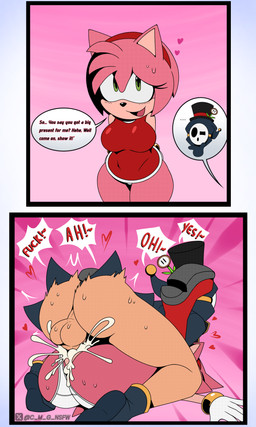 anthro balls big_breasts big_butt bodily_fluids boots breasts butt clothed clothing cum cum_in_vagina cum_inside dialogue duo eyelashes female footwear from_front_position fur genital_fluids genitals gloves green_eyes handwear hat headgear headwear heart_symbol male male/female mating_press open_mouth panties penetration pink_background pink_body pink_fur sex shoes simple_background smile sweat text thick_thighs underwear vaginal vaginal_penetration vulva white_clothing white_panties white_underwear c_m_g_nsfw instant_loss_2koma mario_bros nintendo sega sonic_the_hedgehog_(series) amy_rose anti_groove eulipotyphlan hedgehog mammal shyguy 2025 3:5 absurd_res comic english_text hi_res