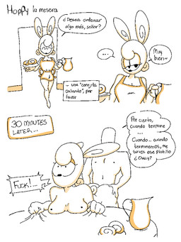 anthro duo female hoppy_(coolbean64) male male/female simple_background simple_colors speech_bubble text coolbean64 anon animated spanish_description spanish_text